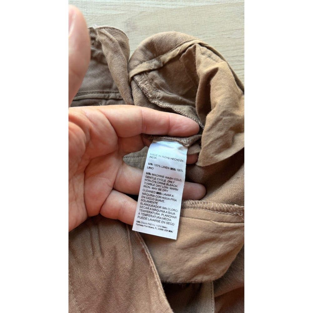 Chico's 100% Linen Brown Wide Leg Pleated Pants Size 2R US 12 Quiet Luxury - Picture 5 of 10